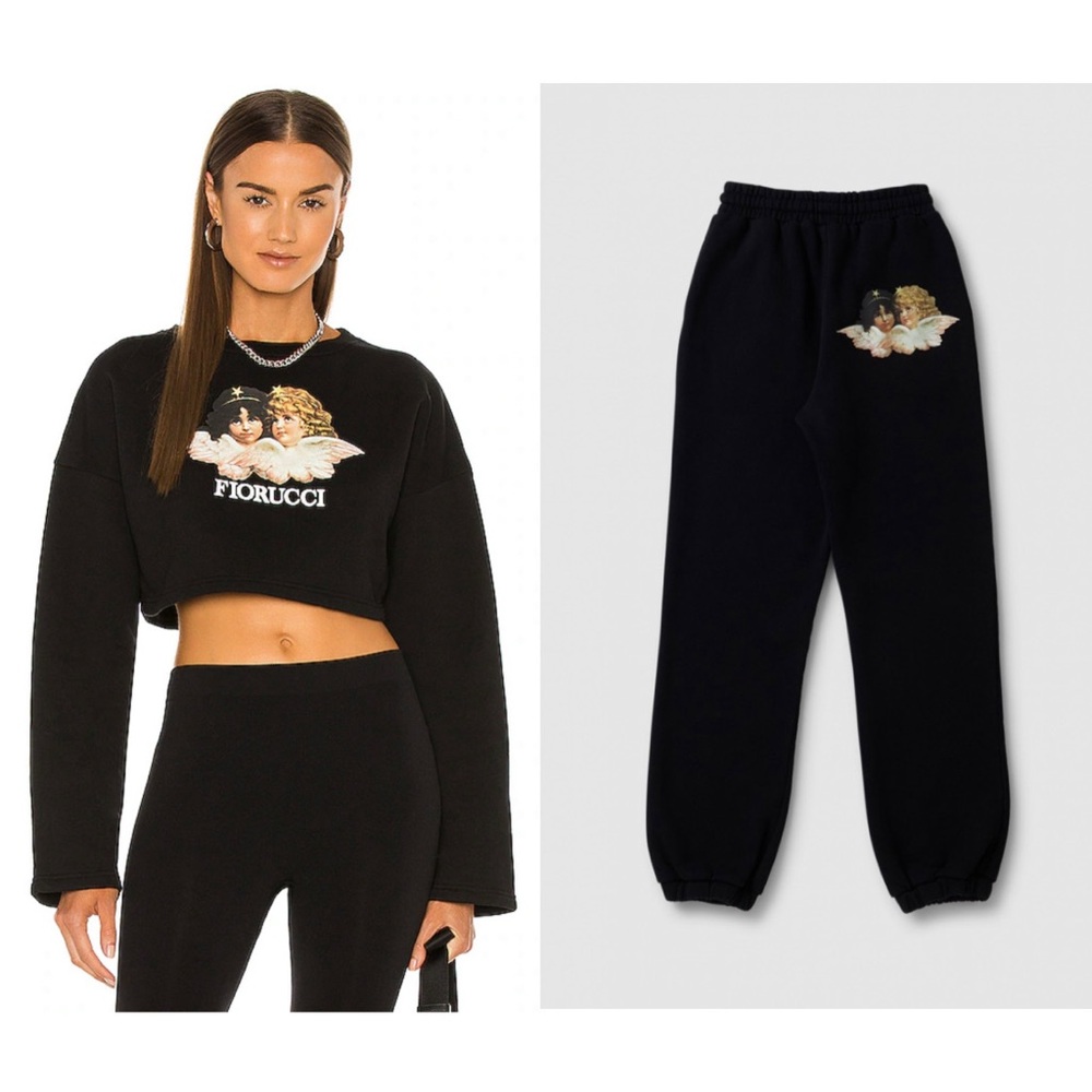 Revolve Fiorucci Vintage Angels Cropped Crewneck and Sweatpants Matching Set